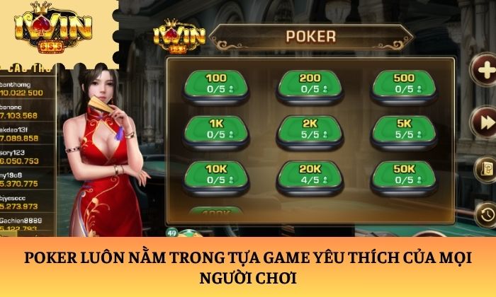 Poker luôn nằm trong tựa game yêu thích của mọi người chơi