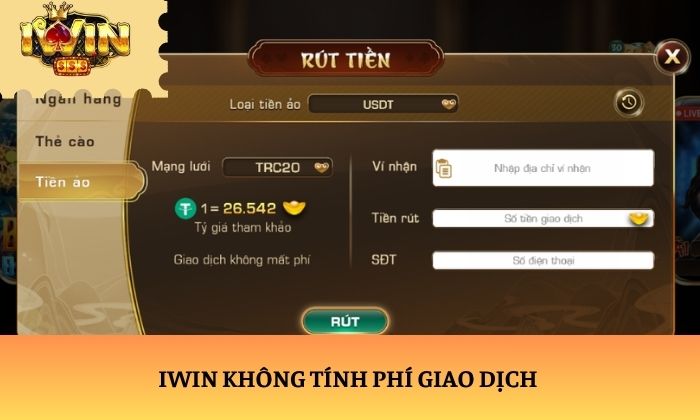 IWin không tính phí giao dịch 