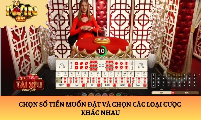Chọn số tiền muốn đặt và chọn các loại cược khác nhau